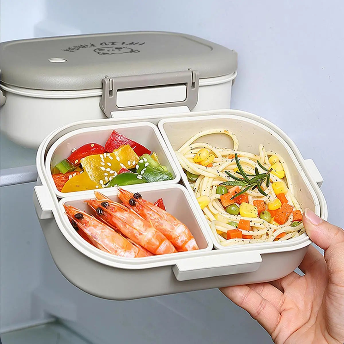 Portable Bento Lunch Box with 3 Compartments – Leak-Proof Design