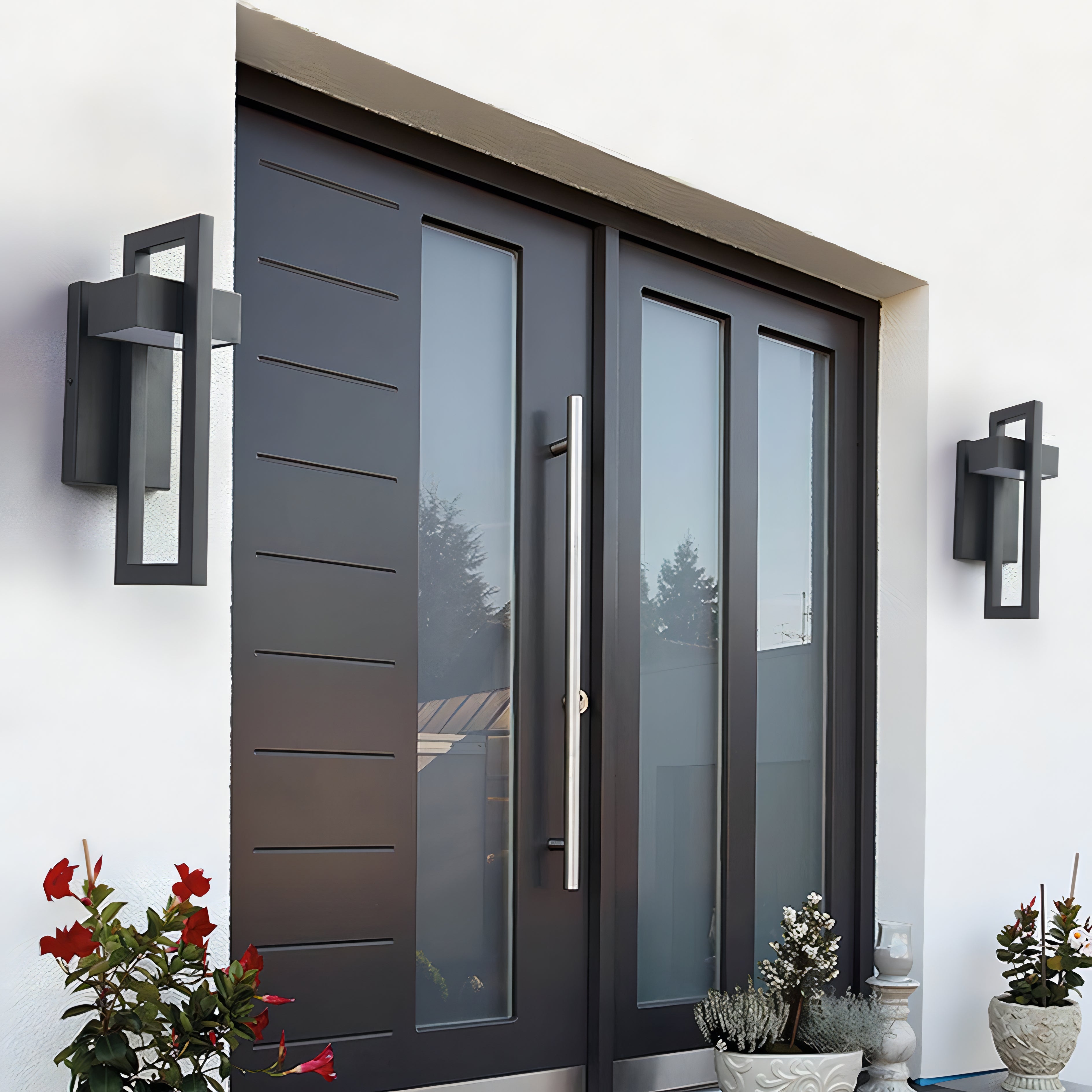 Architectural Outdoor Wall Light in Black Steel Finish