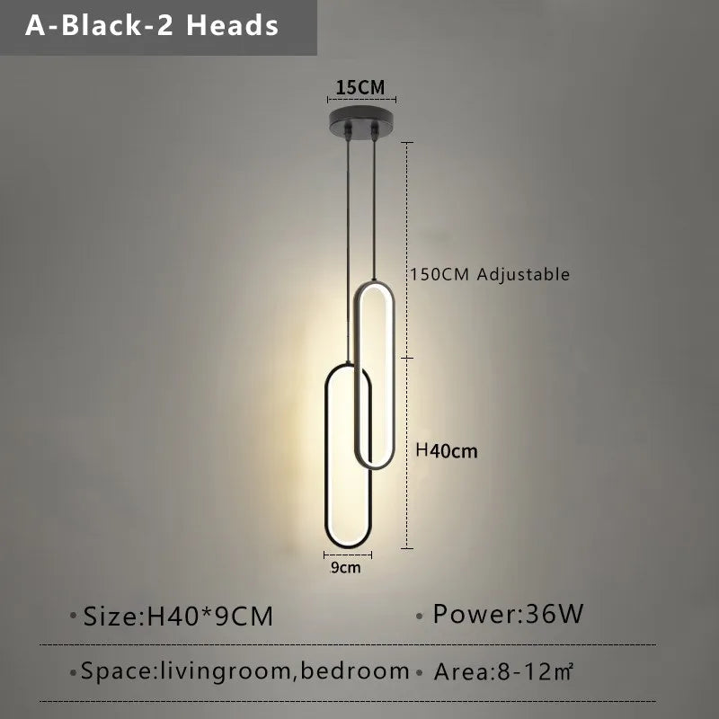 Gold and Black LED Hanging Lamp - Minimalist Pendant Light for Home