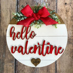 Elegant Round Wooden Valentine Door Decor