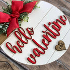 Elegant Round Wooden Valentine Door Decor