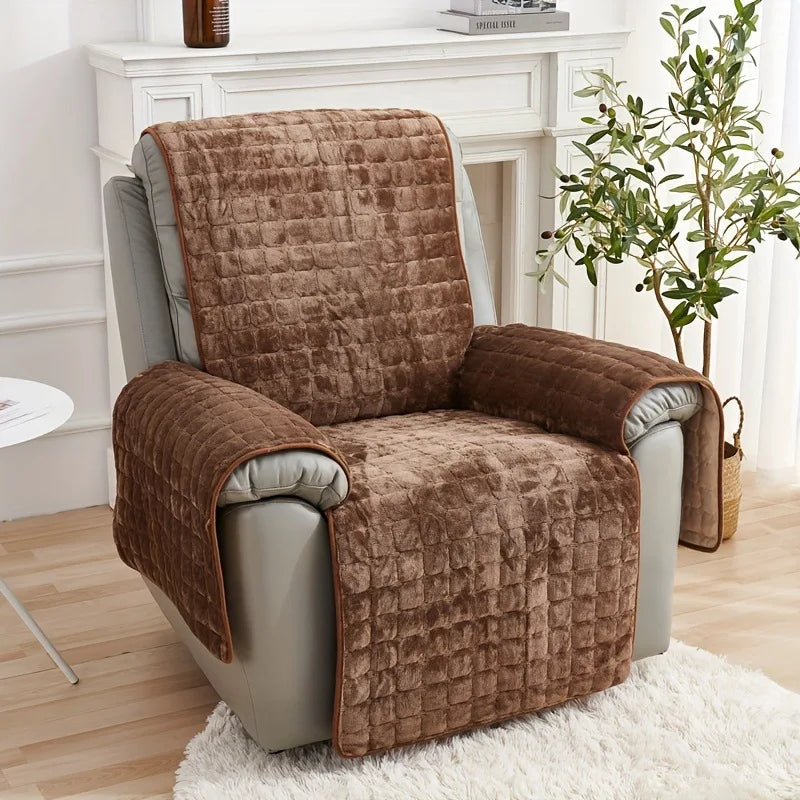 Cozy Flannel Recliner Protector with Side Pockets
