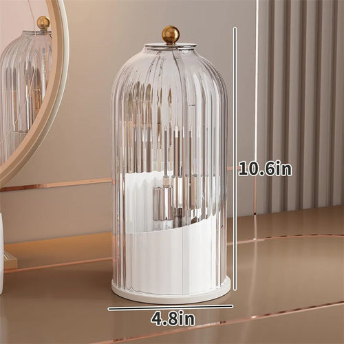 360-Degree Makeup Brush Organizer with Dustproof Lid