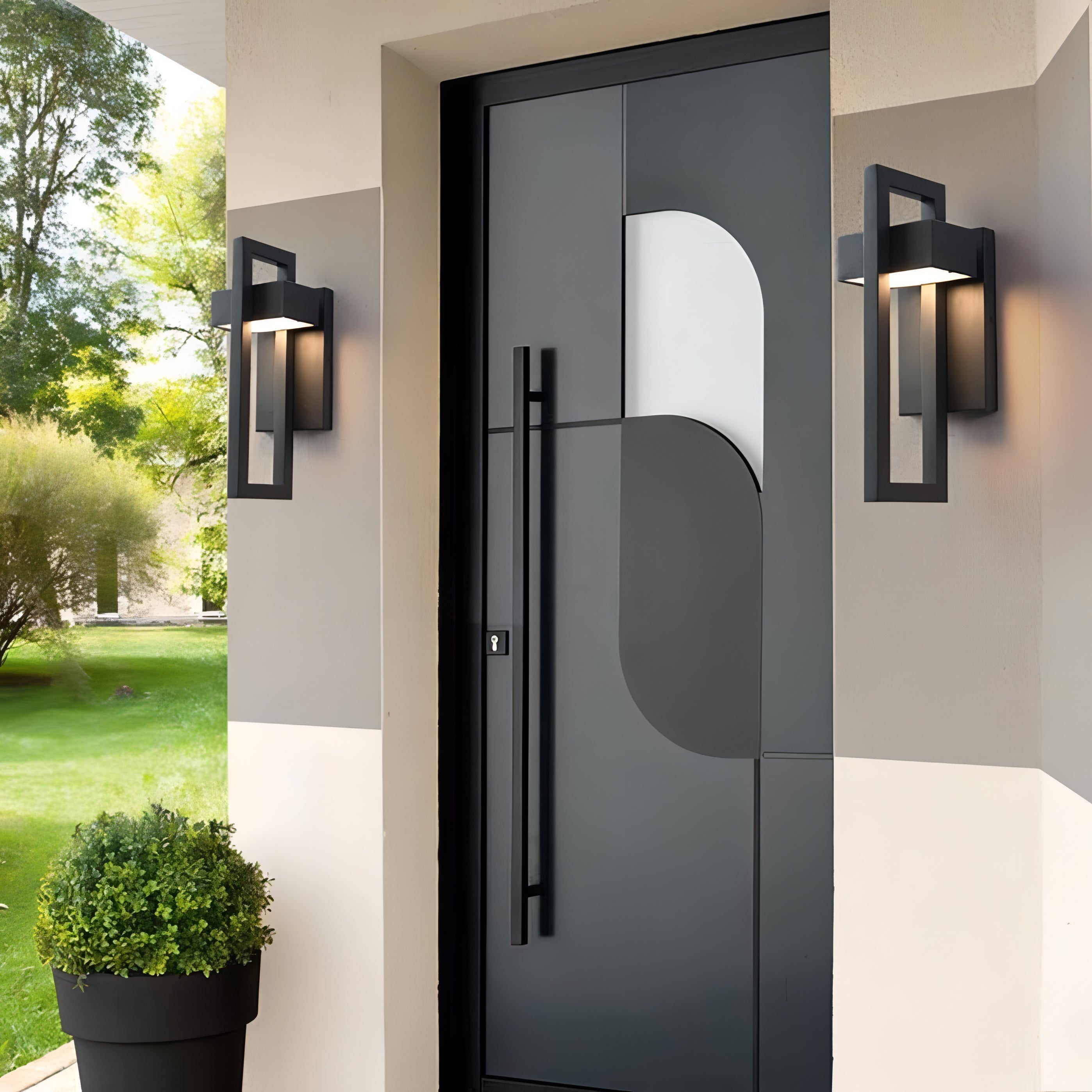 Architectural Outdoor Wall Light in Black Steel Finish