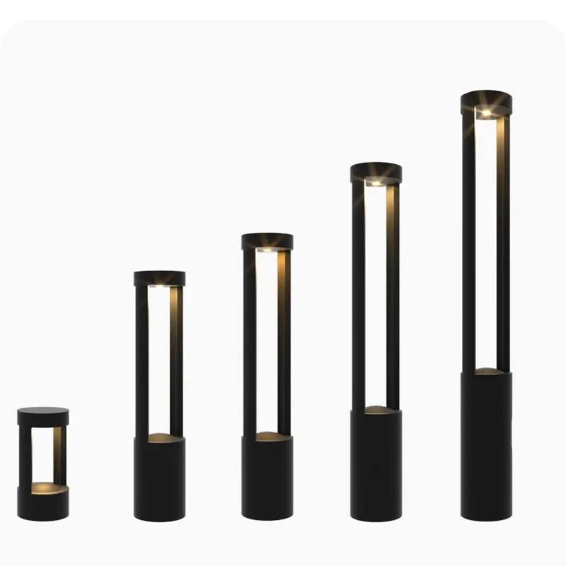 Rectangular Black Garden Path Lamp - Outdoor LED Bollard Light