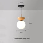 Ceiling and Pendant Light with Glass Ball Design and Wooden Finish