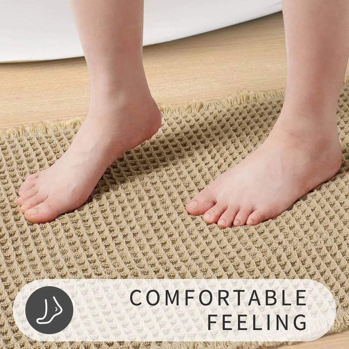 ComfortMax Quick-Dry Non-Slip Bath Rug, Soft Waffle Design
