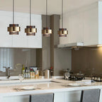 Contemporary Brass Cylinder Pendant Light with Nordic Glass