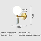Modern Wall Sconce with Marble and Glass | Gold Finished Light
