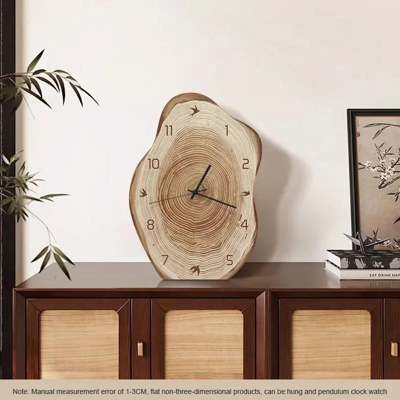 Natural Wood Design Annual Ring Clock with Rustic Finish
