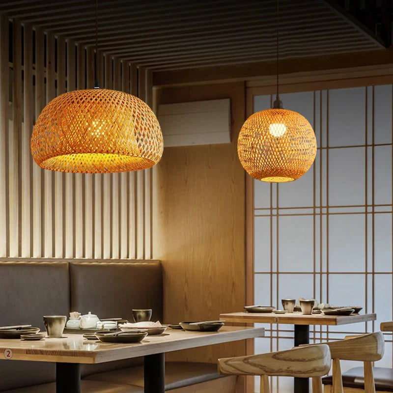 Handcrafted Rattan Light Fixture – Natural Bamboo Pendant Lamp