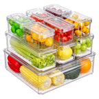 SmartSpace Clear Refrigerator Storage Bins, Stackable 10-Piece Set