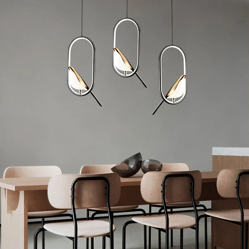 Northern Style LED Pendant Light with Bird Motif