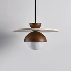 LED Chandelier with Walnut and Stone – Denmark Pendant Lighting