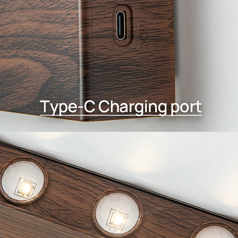 Rechargeable Wall Light with Minimalist Wood Finish