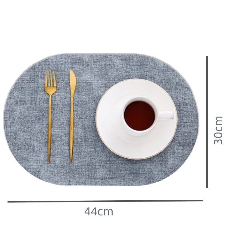 Heat Resistant Non-Slip Oval Placemats in Faux Leather