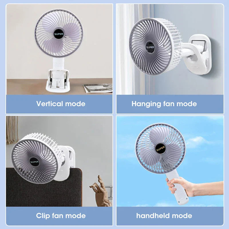 Handheld Portable Fan with Removable Base and Wall Attachment
