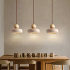 Vintage Minimalist Pendant Light with Natural Stone and Wood Design