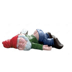 Garden Gnome Figurine with Hat and Bottle - Lying Pose