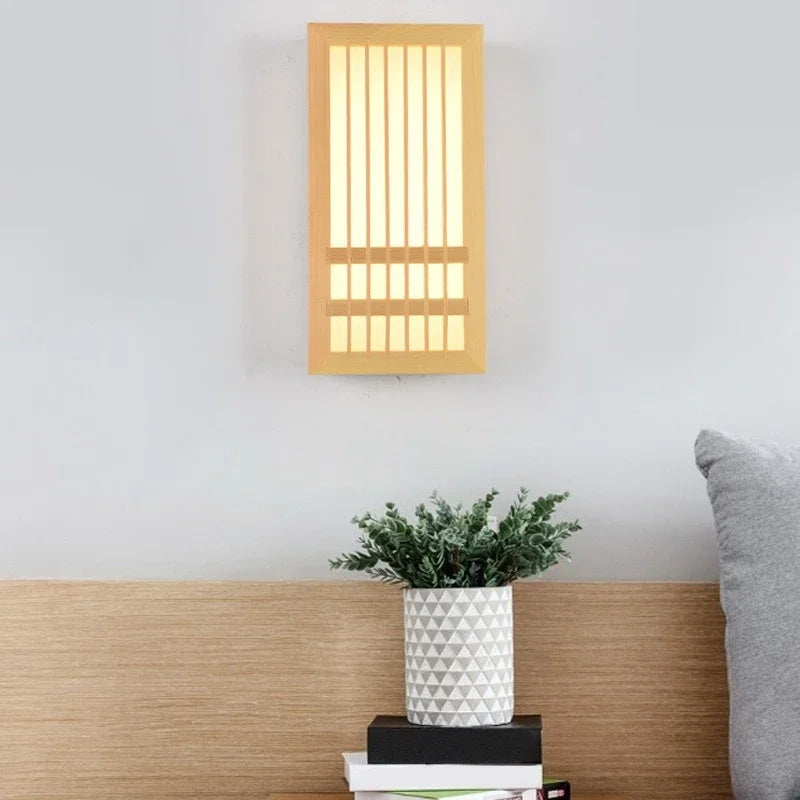 Minimalist LED Wall Sconce in Wood – Japandi Style Decor