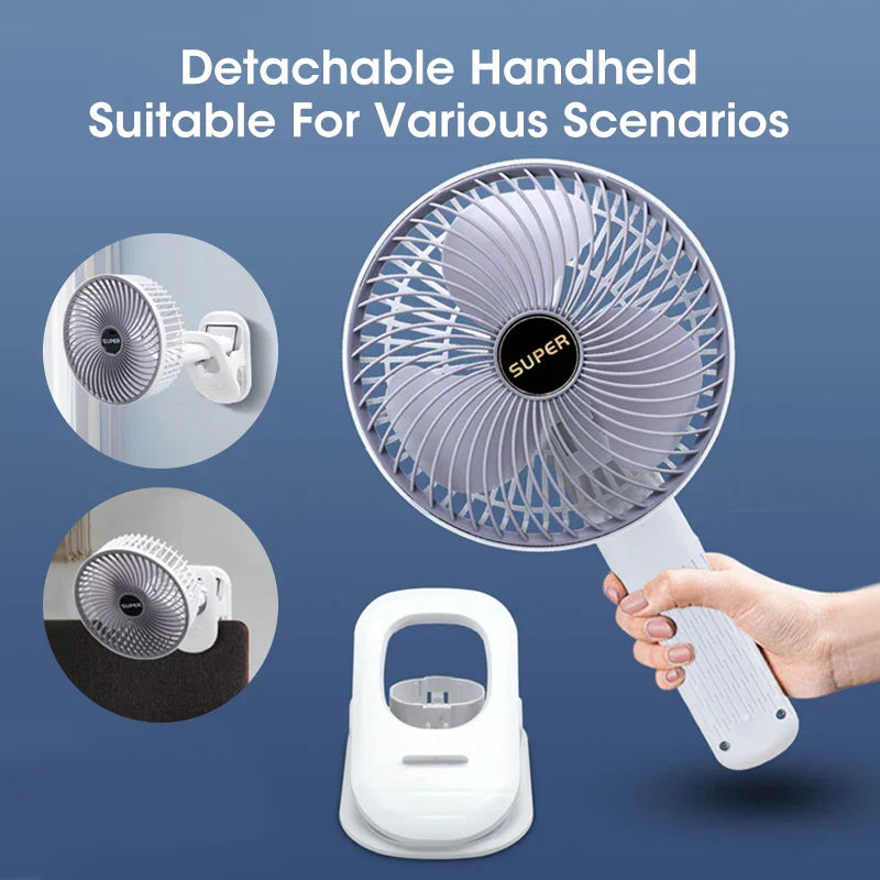 Handheld Portable Fan with Removable Base and Wall Attachment