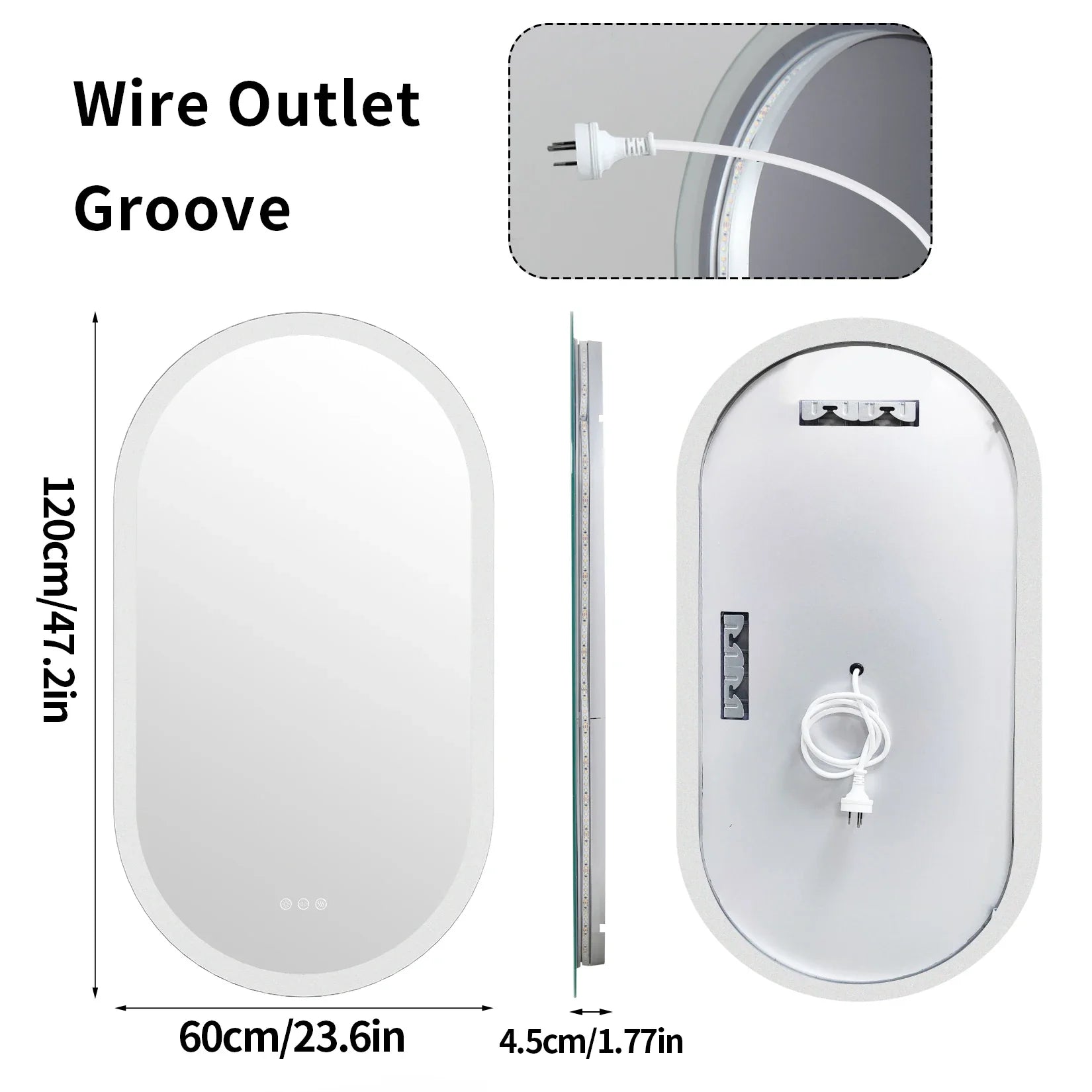 Oval LED Bathroom Mirror with Anti-Fog and Dimmable Backlight