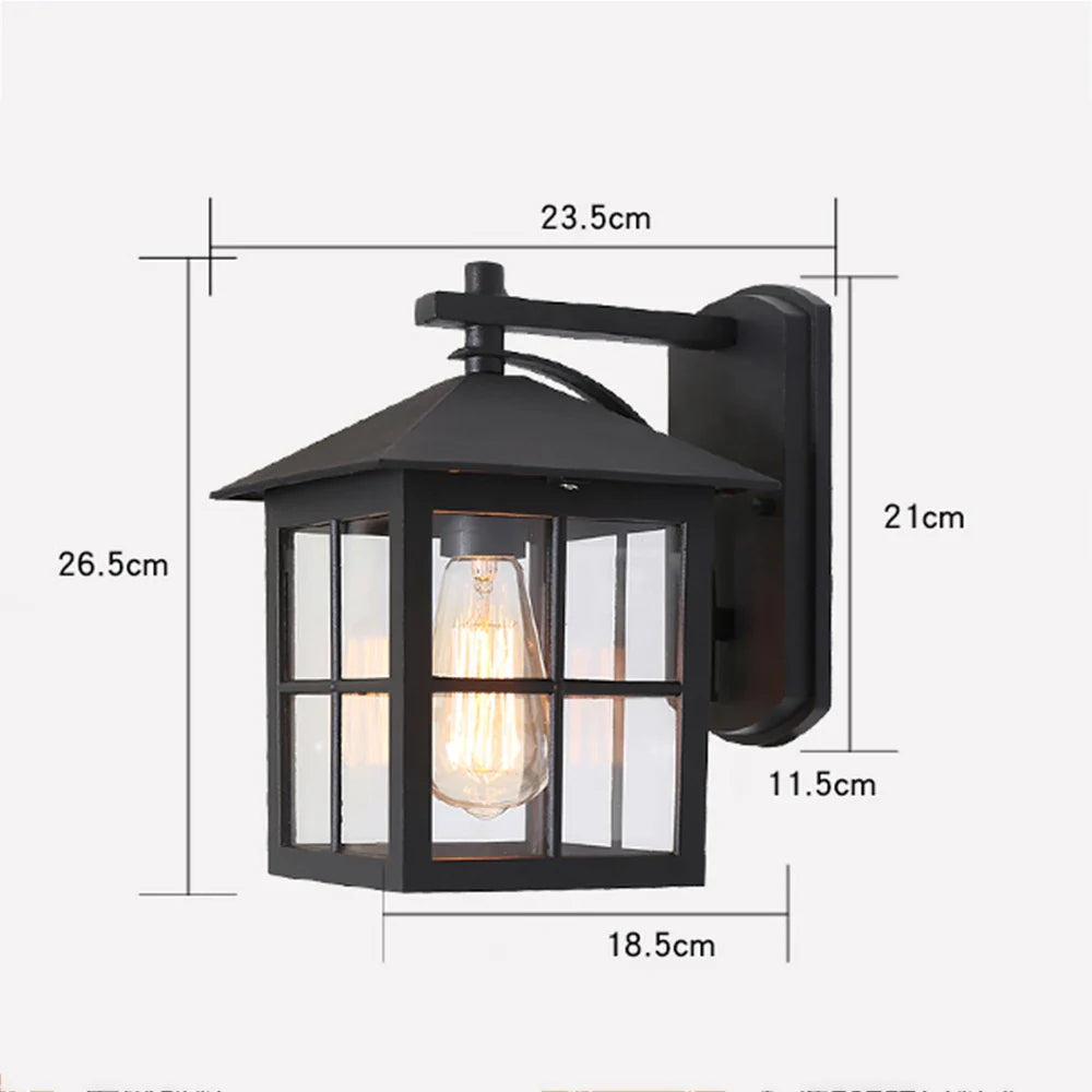 Vintage E27 Lantern Sconce for Outdoor Wall Lighting