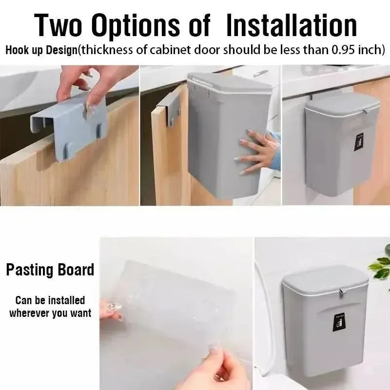 SmartSpace Hanging Waste Bin with Lid - Convenient One-Handed Disposal