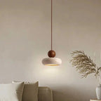 Vintage Minimalist Pendant Light with Natural Stone and Wood Design