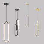 Gold and Black LED Hanging Lamp - Minimalist Pendant Light for Home