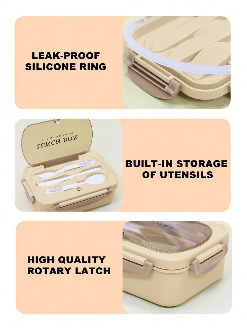 Bento Lunch Box with Utensils – 4 Compartments and Leak-Proof Features