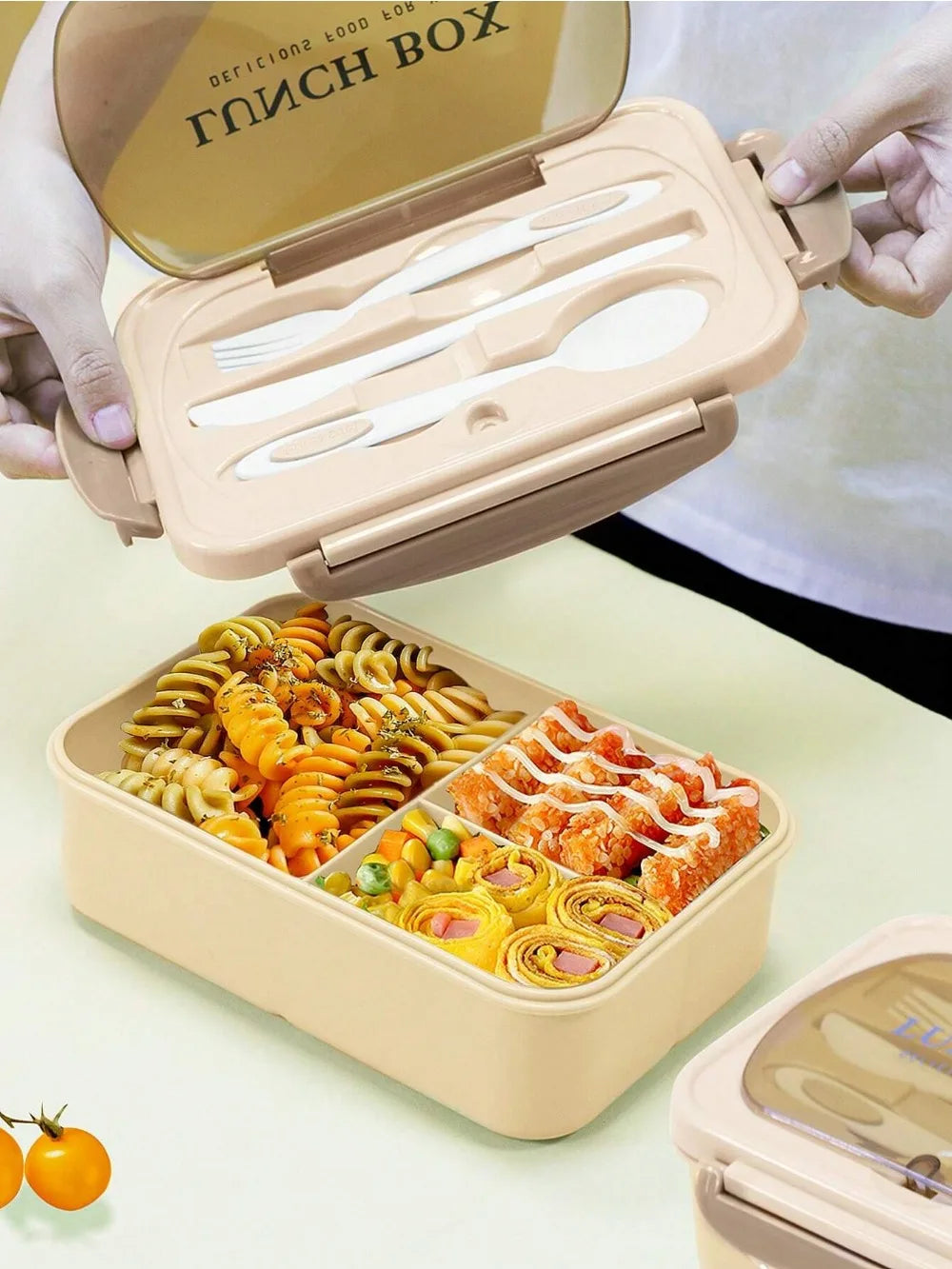 Bento Lunch Box with Utensils – 4 Compartments and Leak-Proof Features