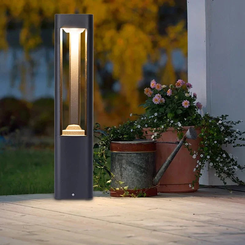 Rectangular Black Garden Path Lamp - Outdoor LED Bollard Light