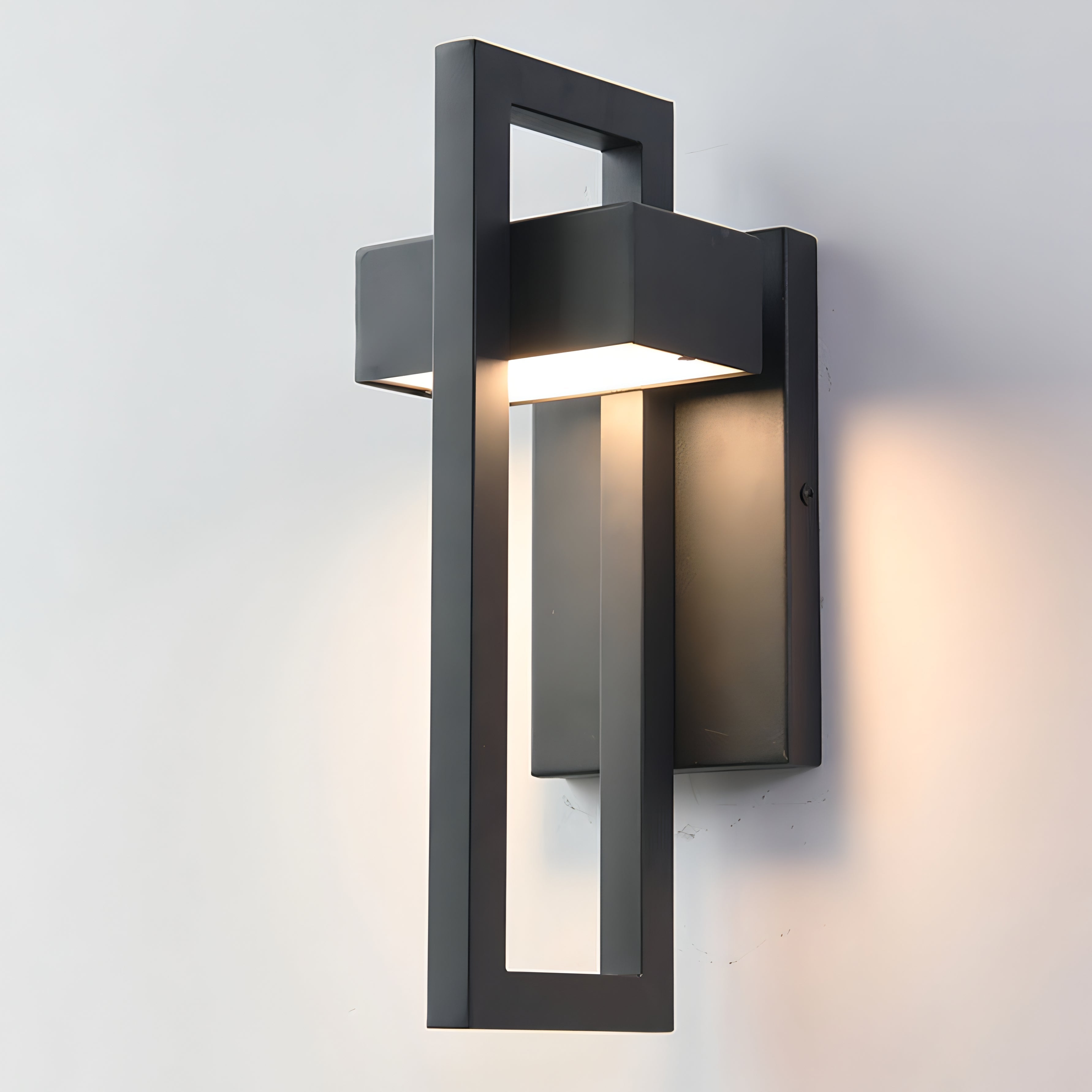 Architectural Outdoor Wall Light in Black Steel Finish