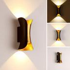 Waterproof LED Wall Lamp – Black and Gold Up & Down Light