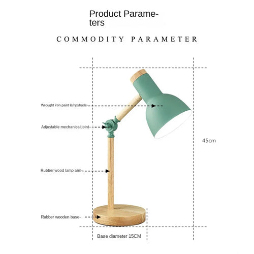 Adjustable Modern Table Light – Nordic Style Wooden Desk Lamp