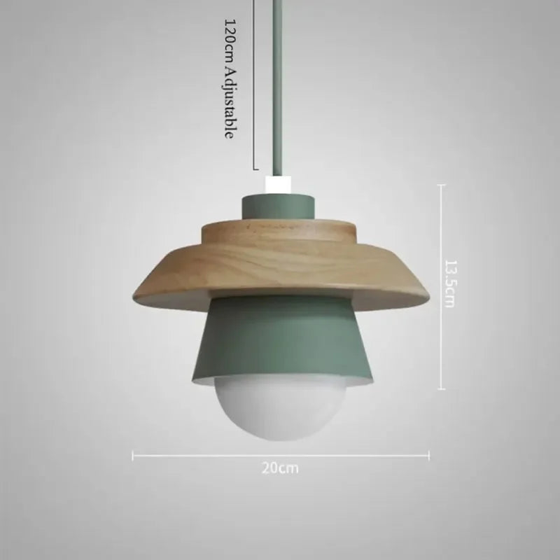 Colorful Macaron Design Pendant Light in Nordic Wood Style