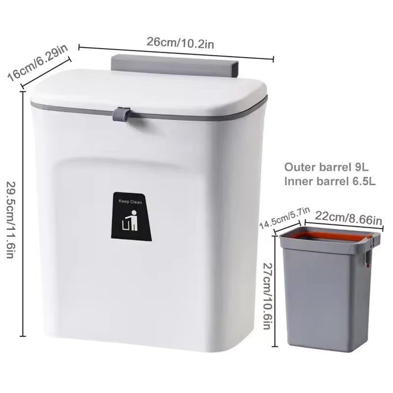 SmartSpace Hanging Waste Bin with Lid - Convenient One-Handed Disposal