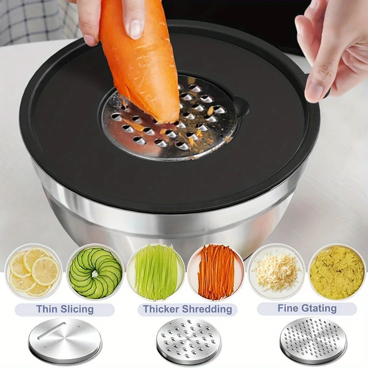Ultimate Stainless Steel Mixing Bowl Set with Secure Lids & Grater Tools