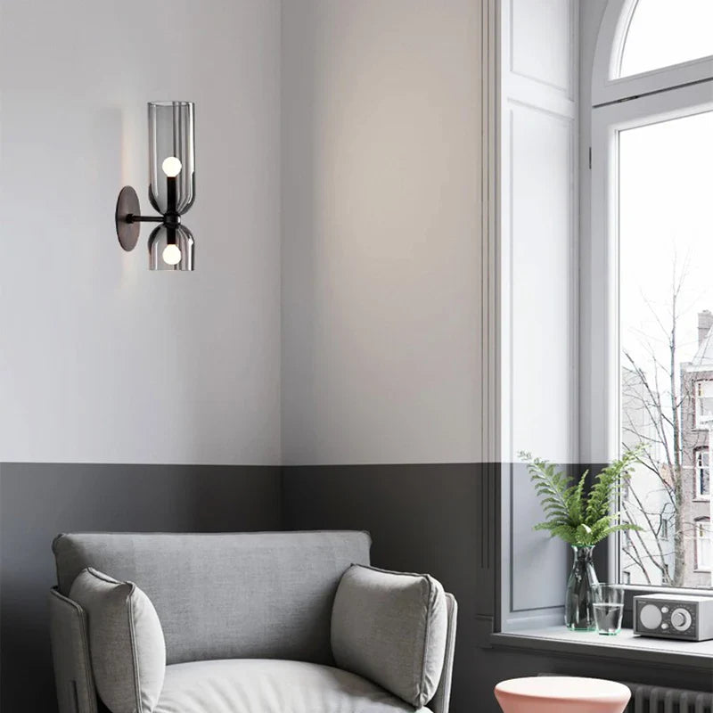 Smoked Tube Design Wall Light – Nordic Glass Fixture