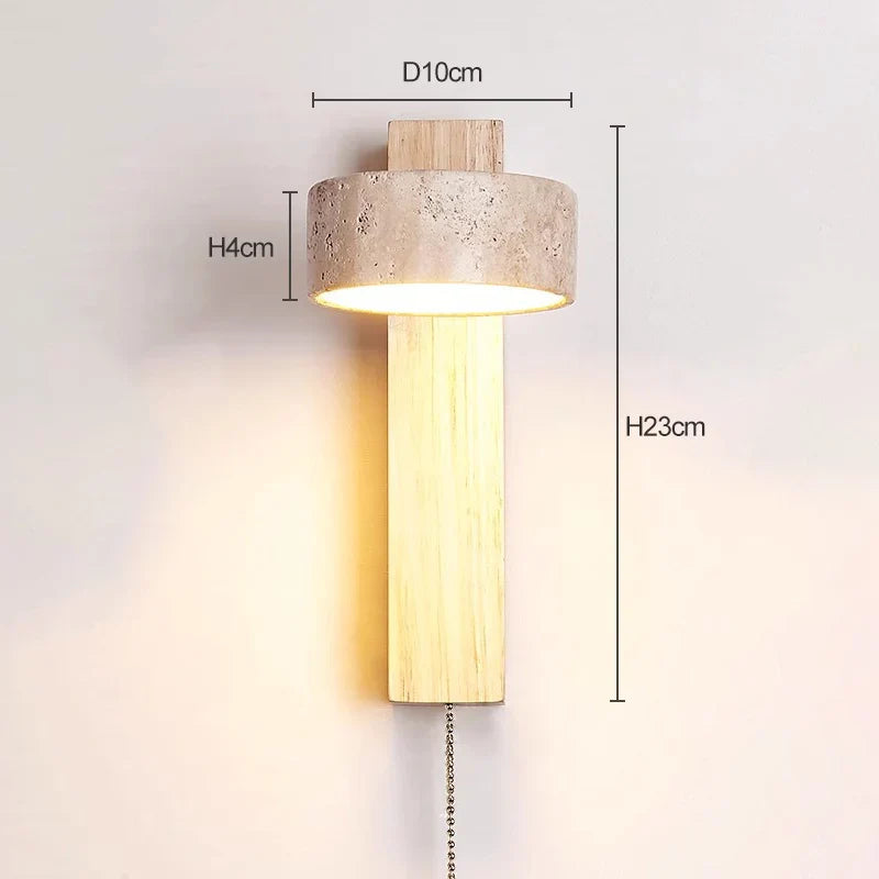 Wabi-Sabi Wall Light for Headboard with Pull Switch – French Design