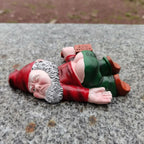Garden Gnome Figurine with Hat and Bottle - Lying Pose