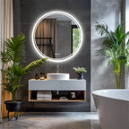 Round LED Bathroom Mirror with Anti-Fog and Dimmable Touch Control