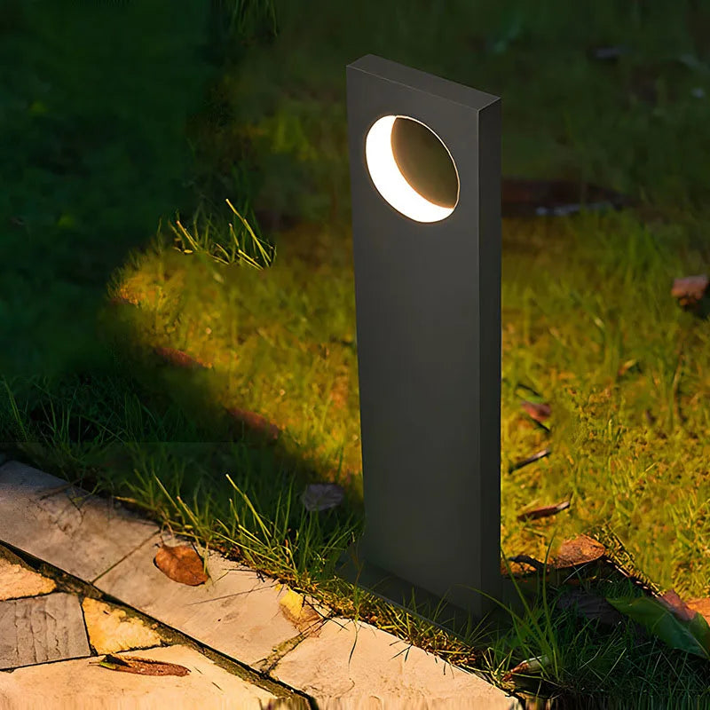 Rectangular Black Garden Path Lamp - Outdoor LED Bollard Light