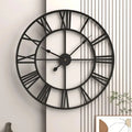 Large Roman Numeral Metal Wall Clock in 3D Style
