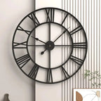 Large Roman Numeral Metal Wall Clock in 3D Style