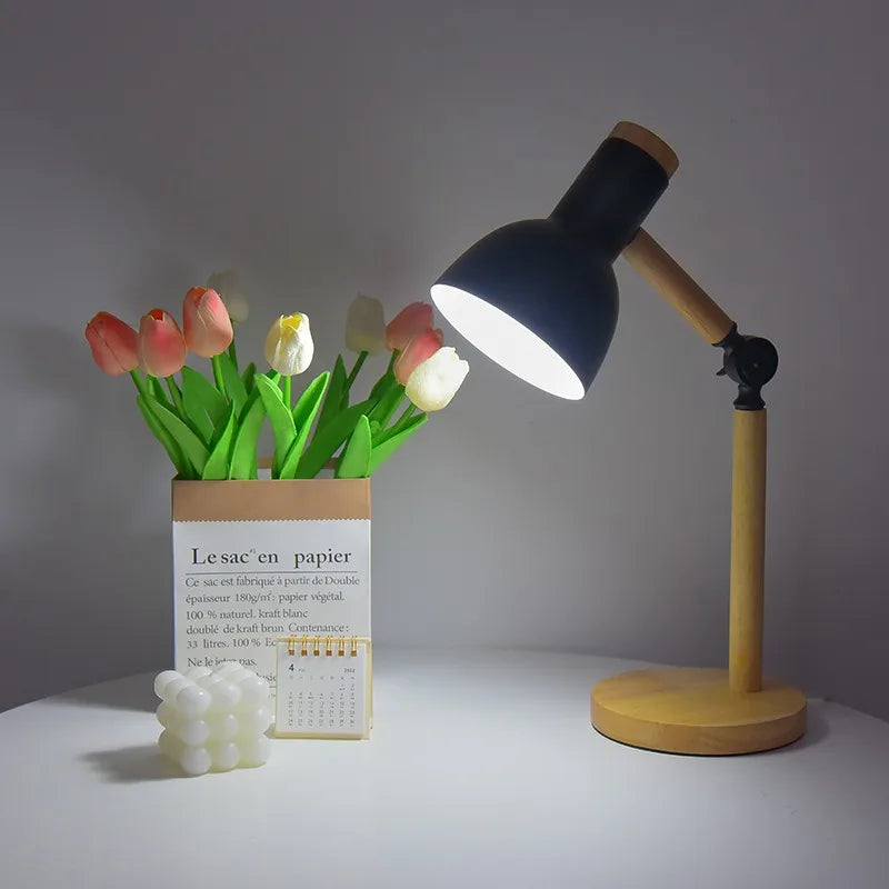 Adjustable Modern Table Light – Nordic Style Wooden Desk Lamp