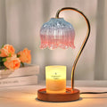 Retro Glass Shade Candle Warmer with Solid Wood Base