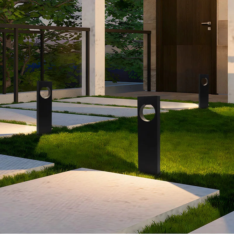 Rectangular Black Garden Path Lamp - Outdoor LED Bollard Light