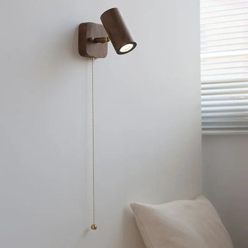 Retro LED Spotlight Wall Lamp in Walnut Finish
